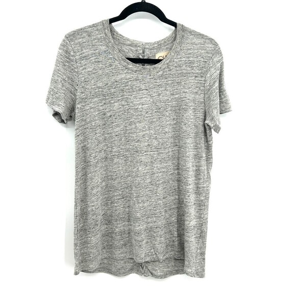 NWT CHASER Basic Linen Heather Gray Lace Up Back Burnout Shirt Size Medium - Picture 1 of 3